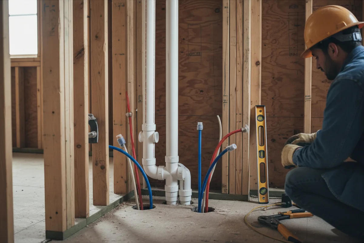 Drain and supply rough-in during Leak Detection in Severn
